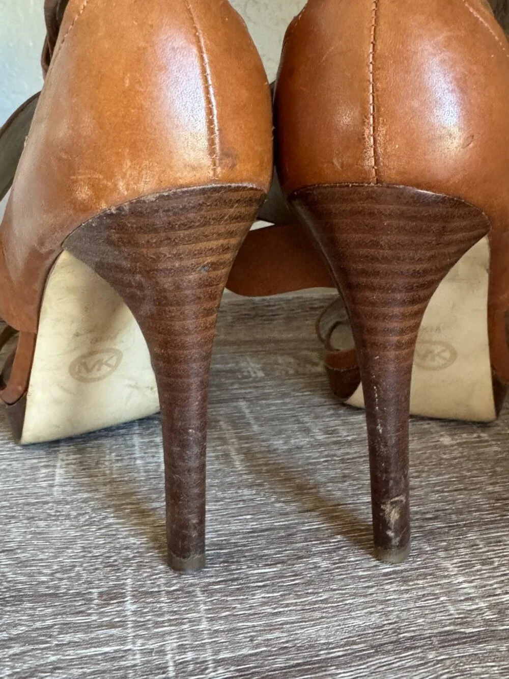 Michael Kors Brown Leather Strappy Stiletto Sandals Heels Size 8.5